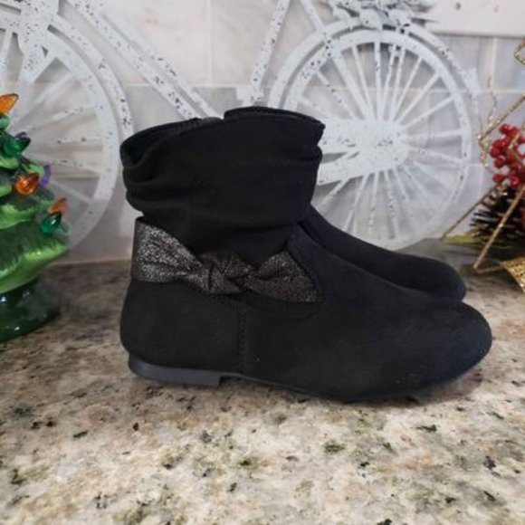 NWT Wonder Nation Toddler Girls Slouch Black Glitter Boots - Picture 1 of 7